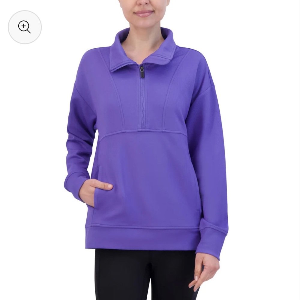 NWT Gaiam Ribbed Quarter Zip Pullover Blue Size Medium